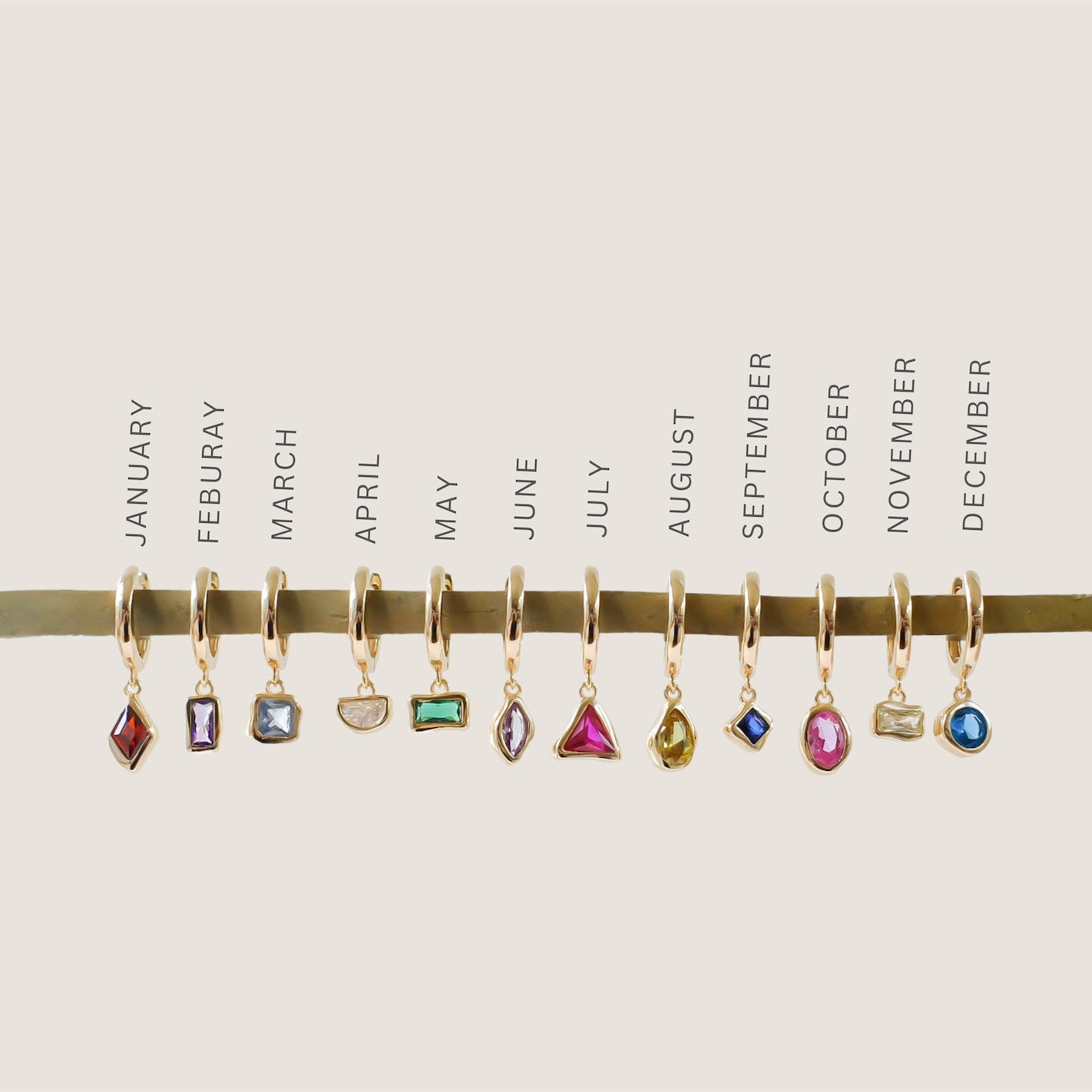 Wholesale DIY Birthstone Pendant Geometric Rectangle Earrings Necklace