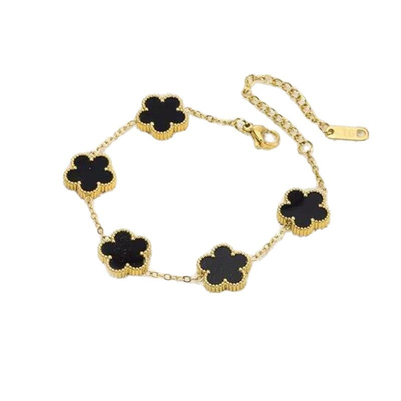 Wholesale Electroplated Stainless Steel Lucky Clover Bracelet - Modern Minimalist Fashion Accessory for Gift or Boutique Resale
