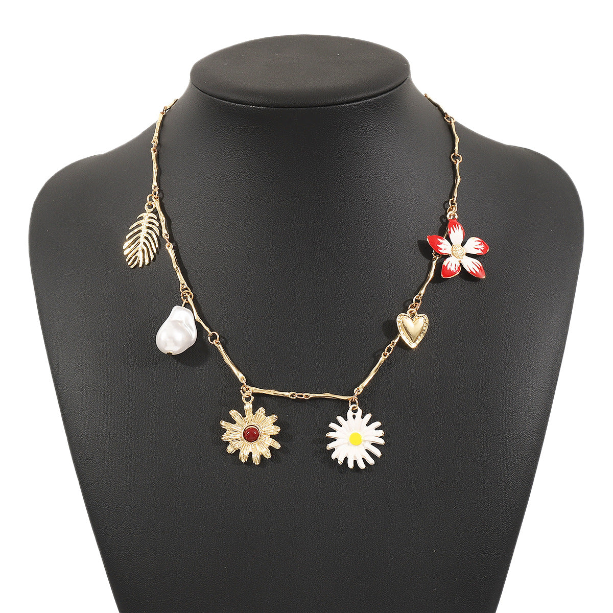 Wholesale butterfly flower multi-pendant necklace Retro simple design alloy necklace