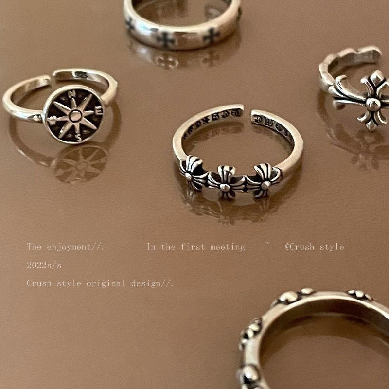 Wholesale Retro Distressed Cross Open Ring - Alloy Fashion Accessory for Women