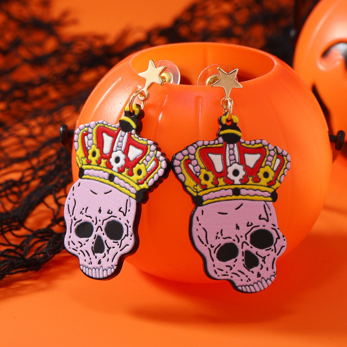 Wholesale  Gothic Skull Bat Pendant Earring Set Alloy Electroplated Fashion Accessory for Resale