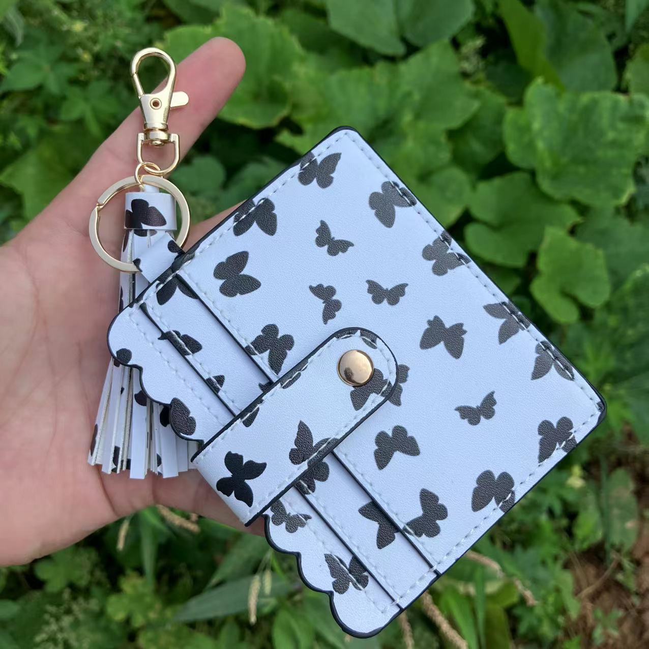 Wholesale Leopard Print Plaid Tie Dye Plaid Card Holder Keychain Wristlet Keychain ACC-KC-QiuXue008
