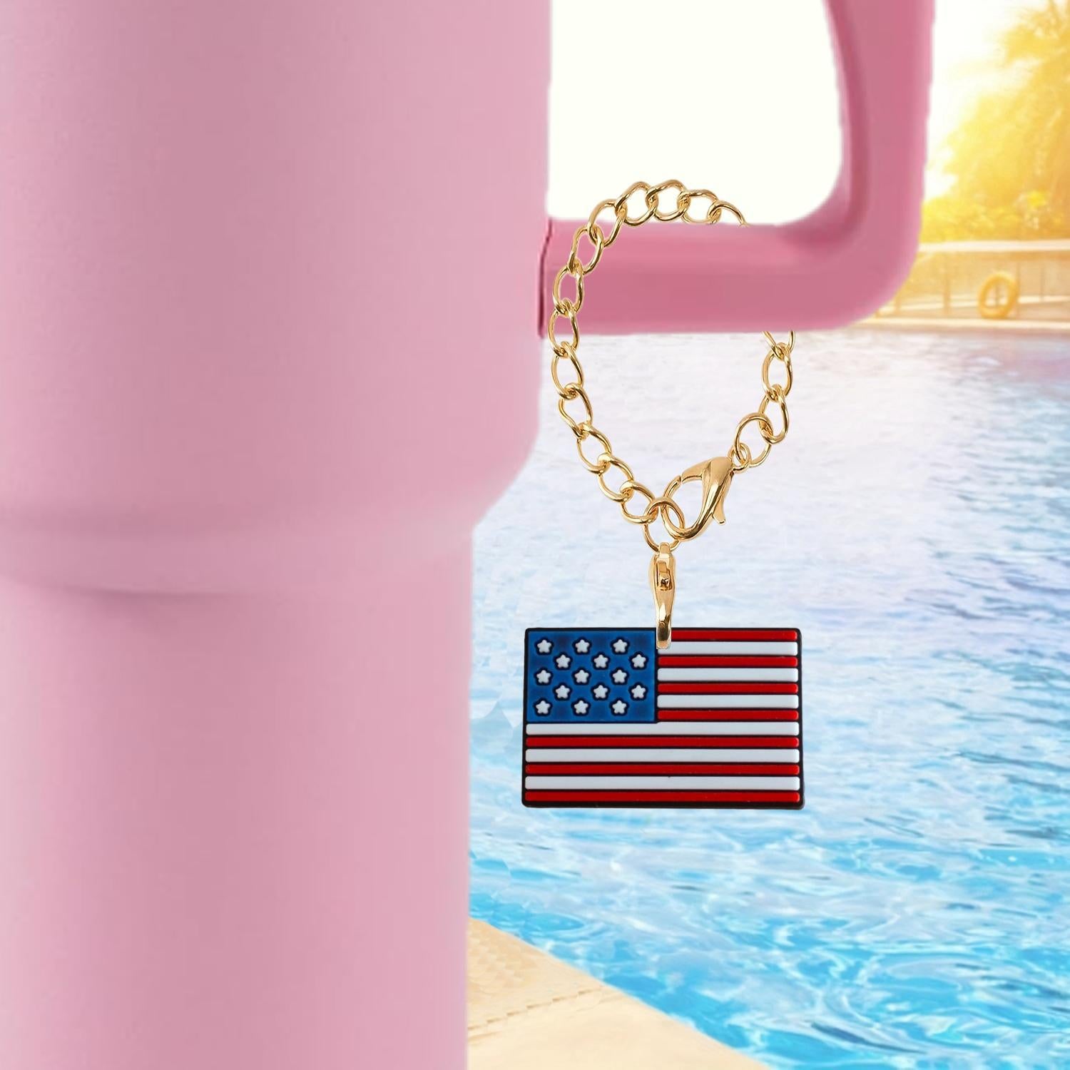 Wholesale National Flag Series Soft Rubber Hanging Chain Cup Accessories Chain ACC-CA-XieJi012