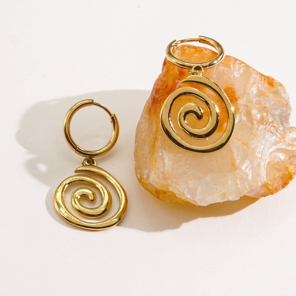 Wholesale Stainless steel Golden Thread Ring Necklace Earrings  14K Gold Ladies Jewelry Set