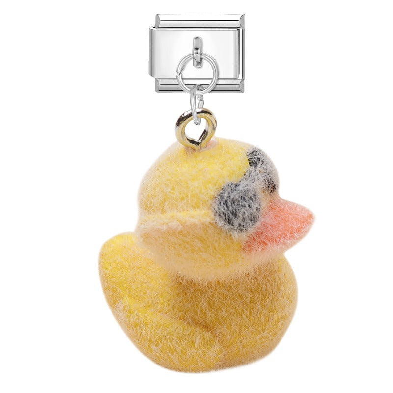 Wholesale 9mm Italian Charm Starter Bracelets DIY Cute Flocked Doll Pendant Stainless Steel Composable Bracelet