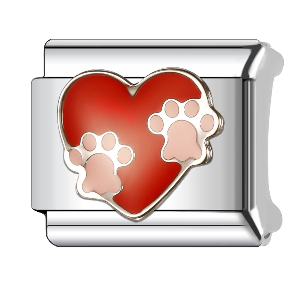 Wholesale Italian Charm Bracelet 9mm DIY Splicing Red Series Stainless Steel Composable Bracelet