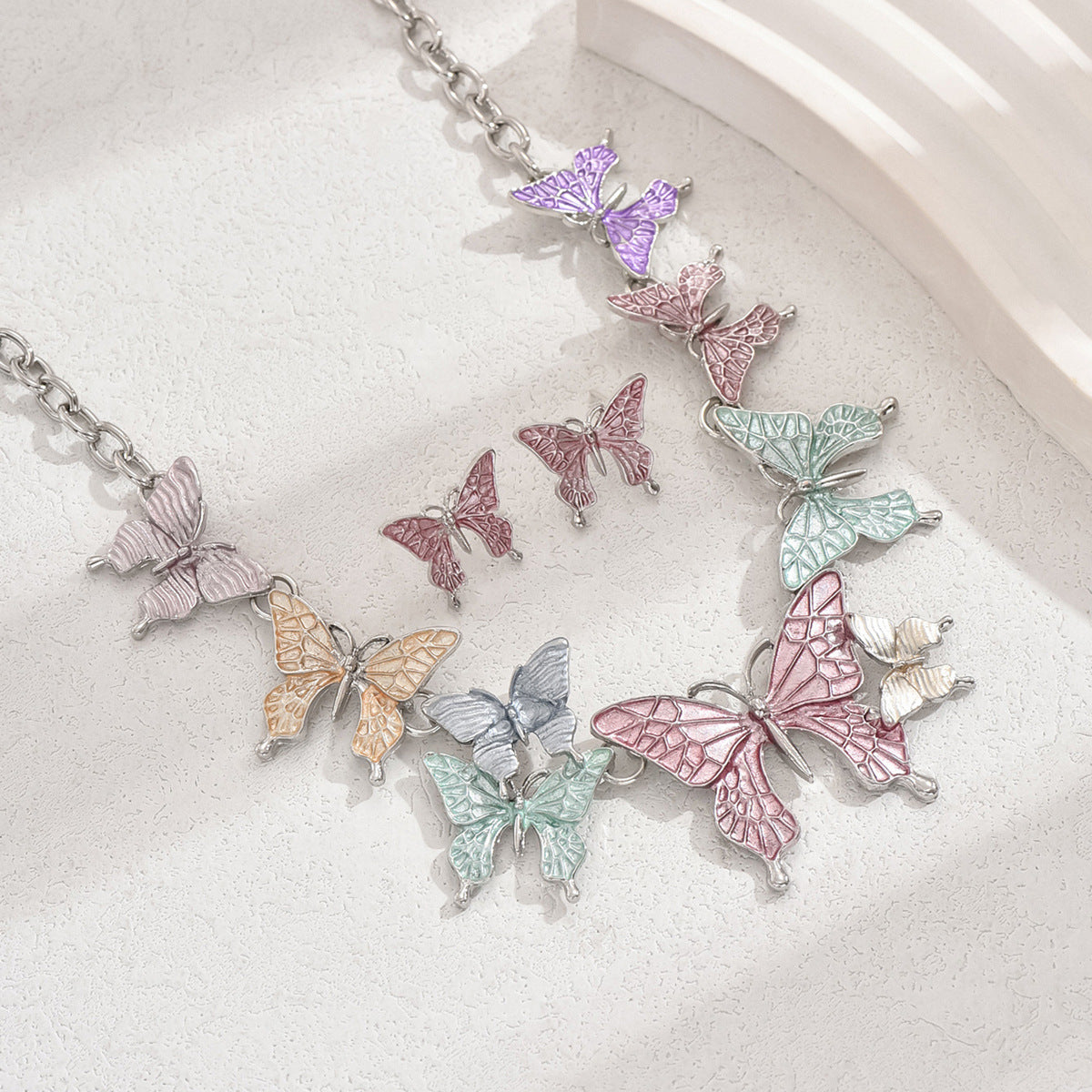 Wholesale Colorful Butterfly Necklace Earrings Set ACC-NE-CMi001