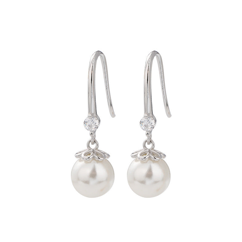 Wholesale S925 Sterling Silver Pearl Ear Hook  Vintage Earrings