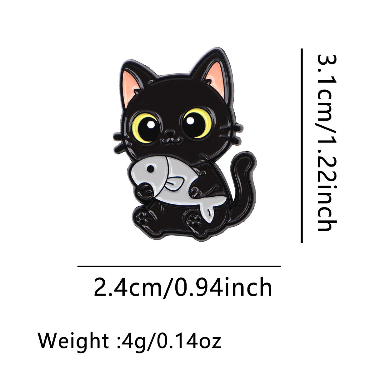 Wholesale Cartoon kitten holding a fish brooch
