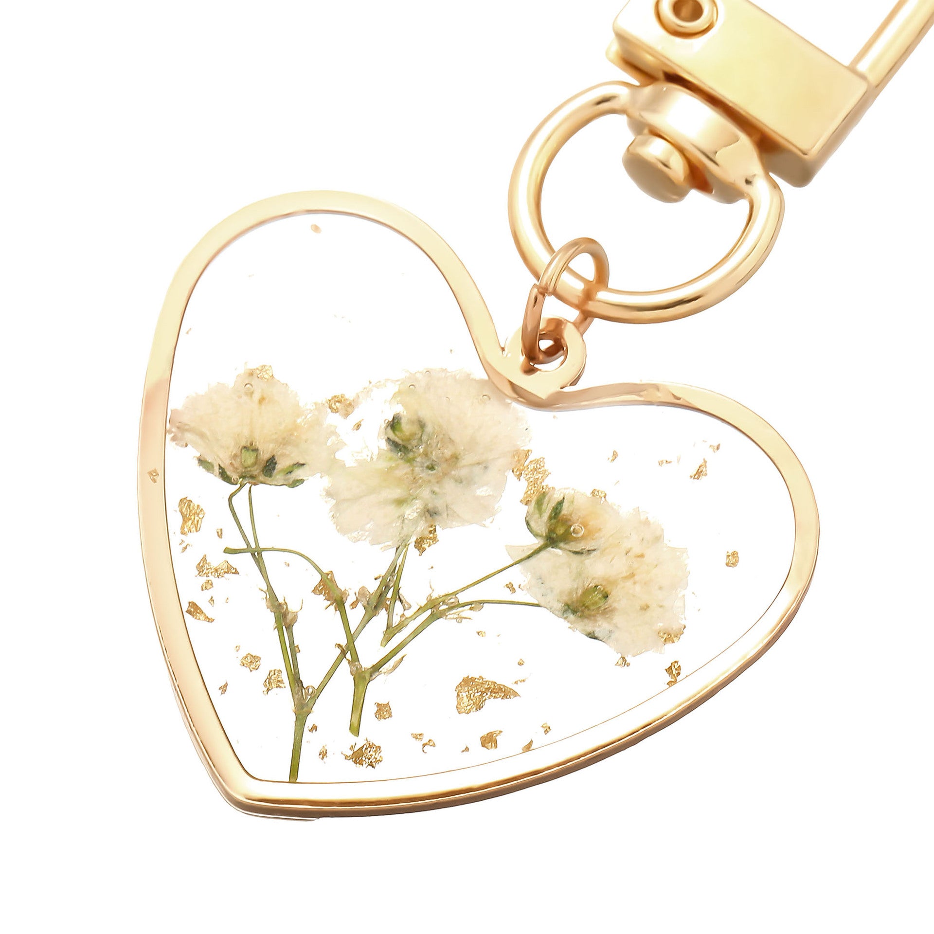 Wholesale Dried flower glue geometric heart keychains