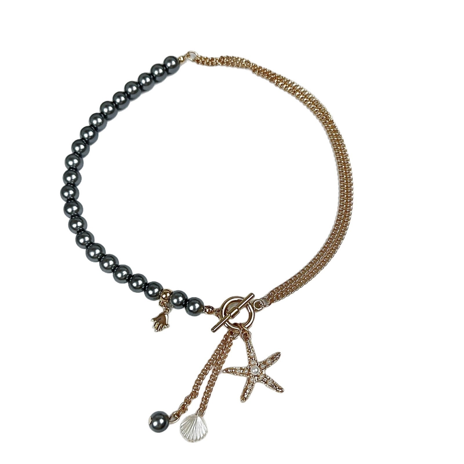 Wholesale Double Pearl Long Tassel Starfish Necklace