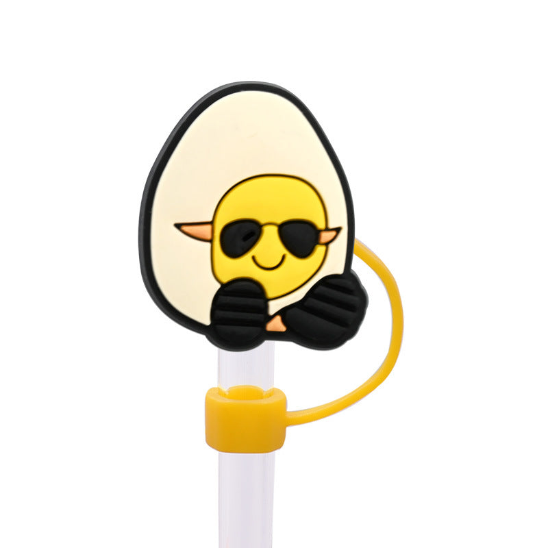 Wholesale Random 100pcs Fruit Series 8/10mm PVC Soft Straw Tube Cap