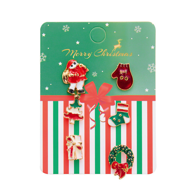 Wholesale Christmas Series Brooch 6 Pack Cartoon Dripping Oil Santa Claus  Brooch