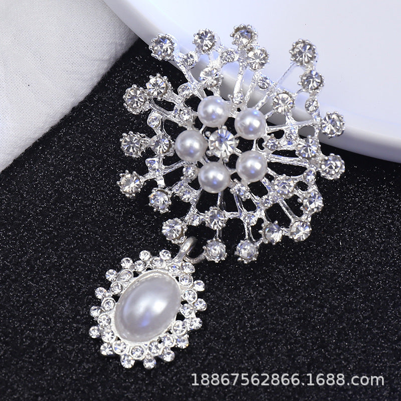 Wholesale  Diamond Pearl Flower Sun God flower brooch gem pendant