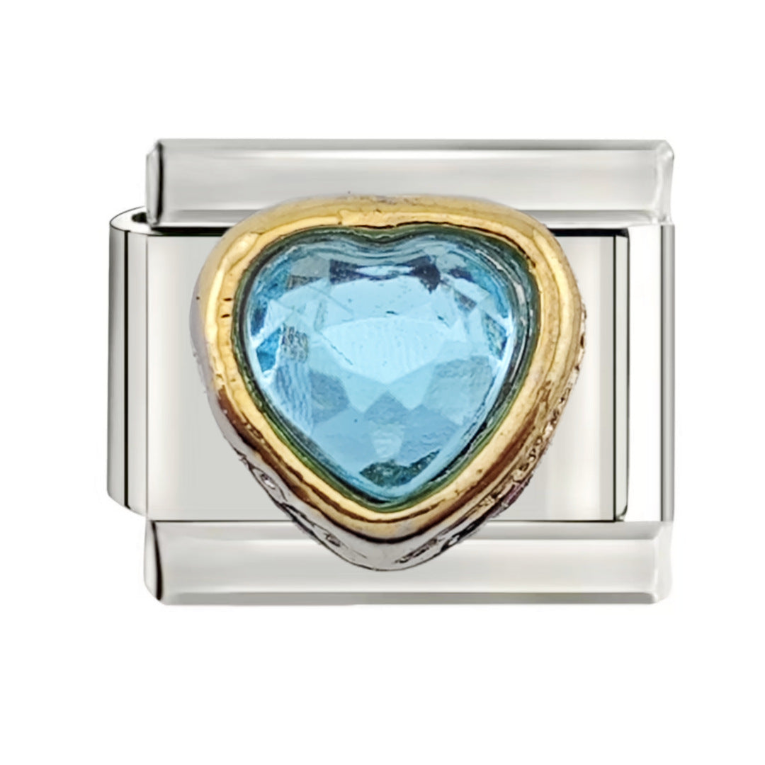 Wholesale Italian Charm Bracelet 9mm DIY  Heart-Shaped Gemstone Series Creative Stainless Steel Composable Bracelet