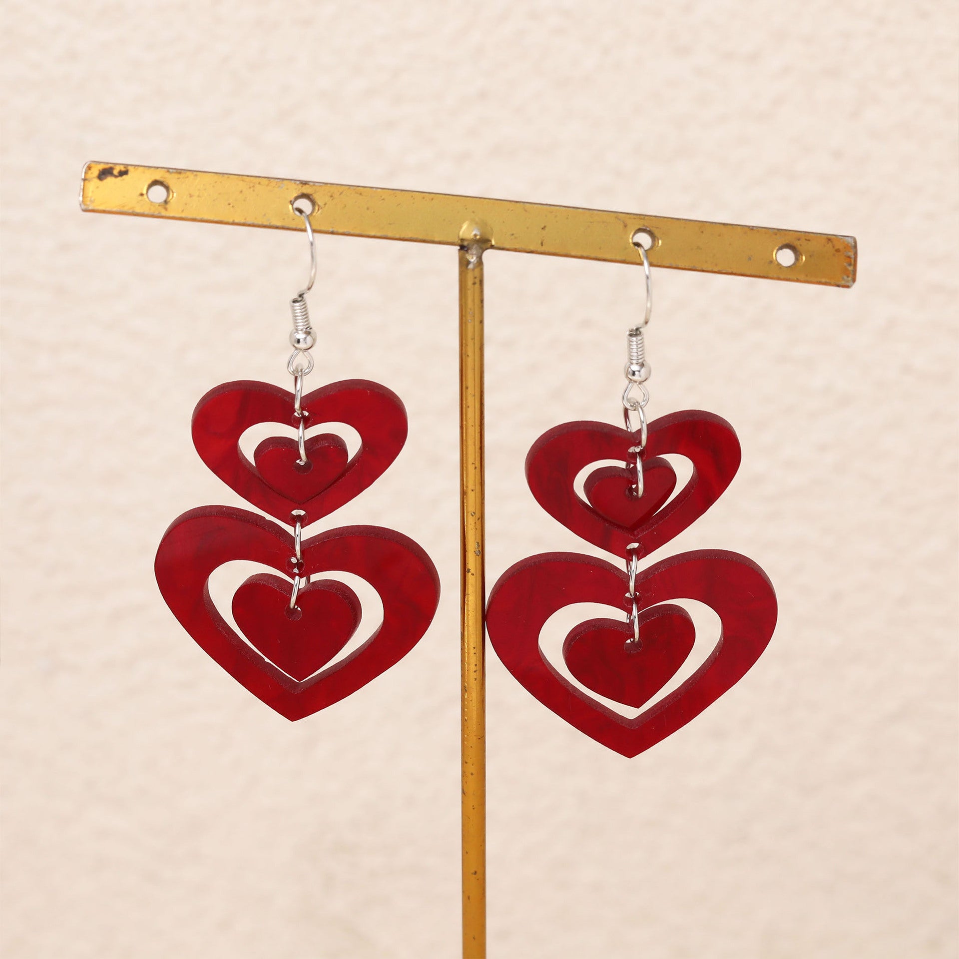 Wholesale  acrylic earrings Valentine's Day love stitching earrings