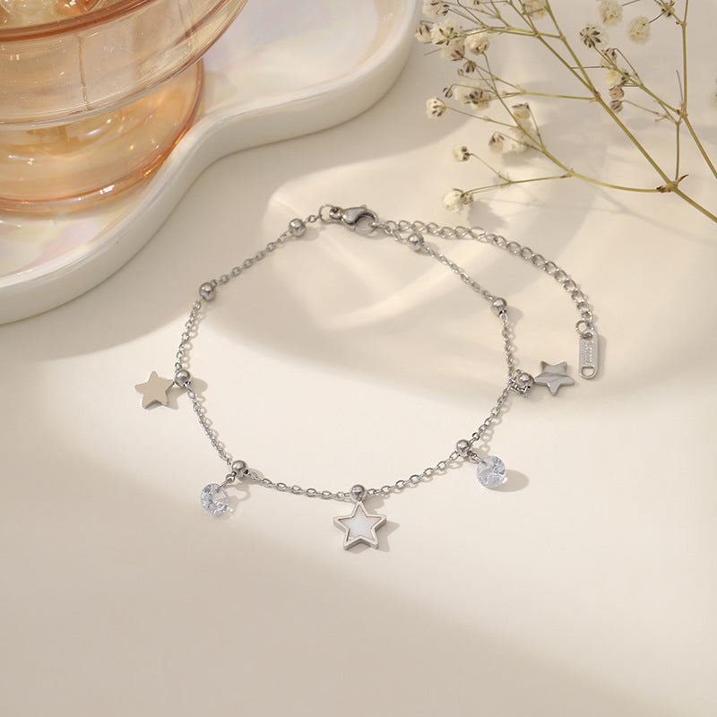 Wholesale Minimalist Five Pointed Star Titanium Steel Bracelet Fashion Jewelry Accessory for Women