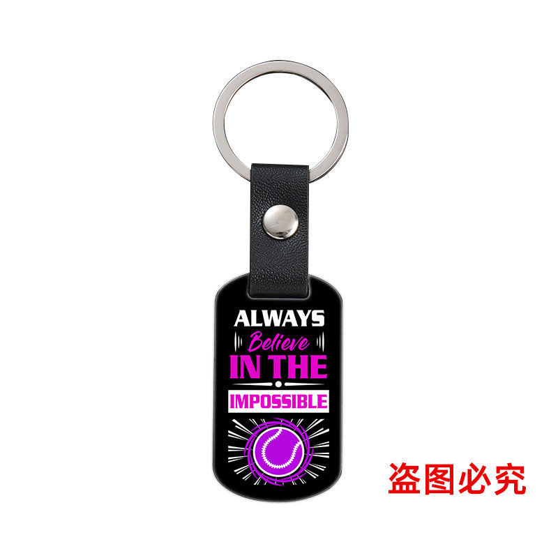 Wholesale Softball Baseball Sports Metal Leather Keychain ACC-KC-Ganggu036