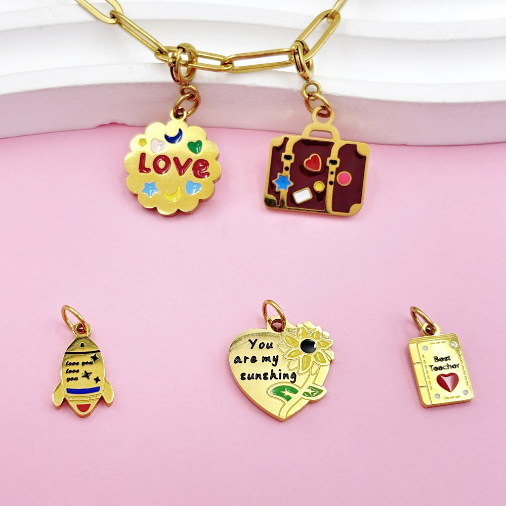 Wholesale European and American Cross-Border Popular Bull Head and Horn Cross Pendant Simple Keychain Bracelet Necklace Pendant Jewelry Accessories