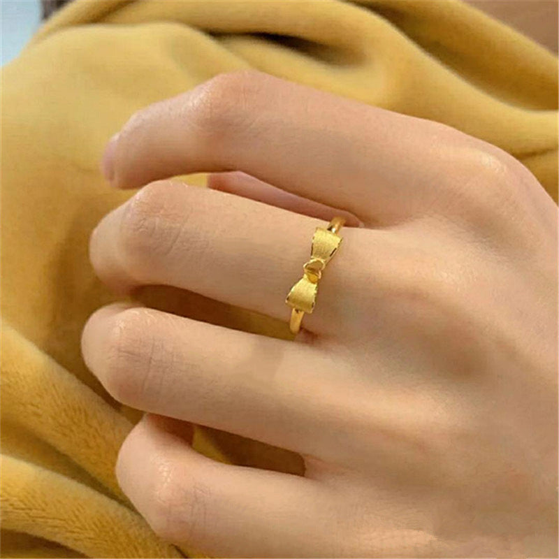 Wholesale 14K Gold Bow Heart-shaped Opening Adjustable Ring
