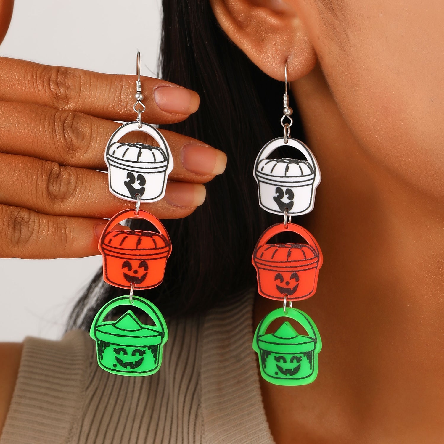 Wholesale Acrylic  Pumpkin Bat Basket Earrings for Party Wear Jewelry Accessory