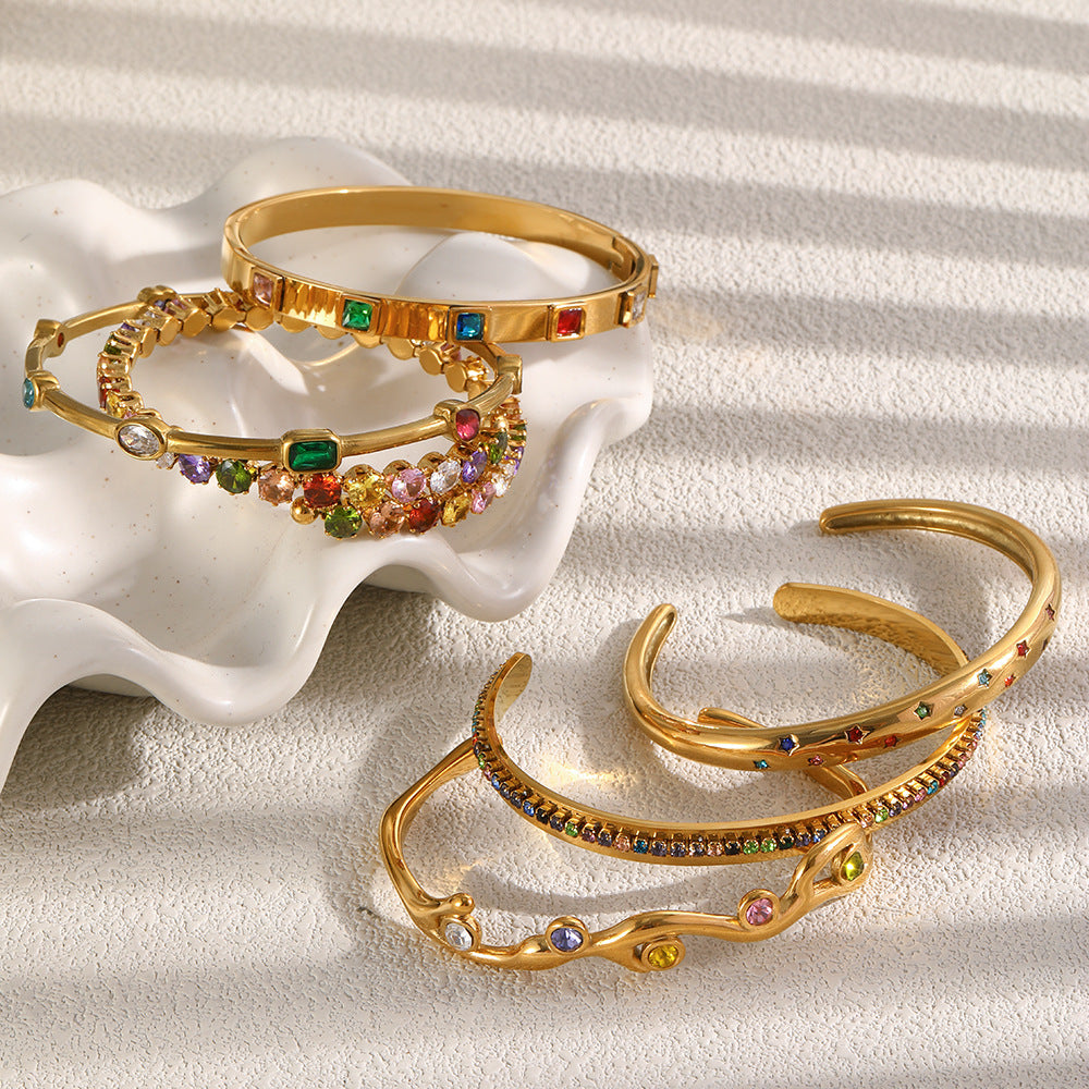 Wholesale Trendy Ins Style Branch-Shaped Five-Pointed Star Bracelet Stainless Steel Gold Plated Fashion Accessory