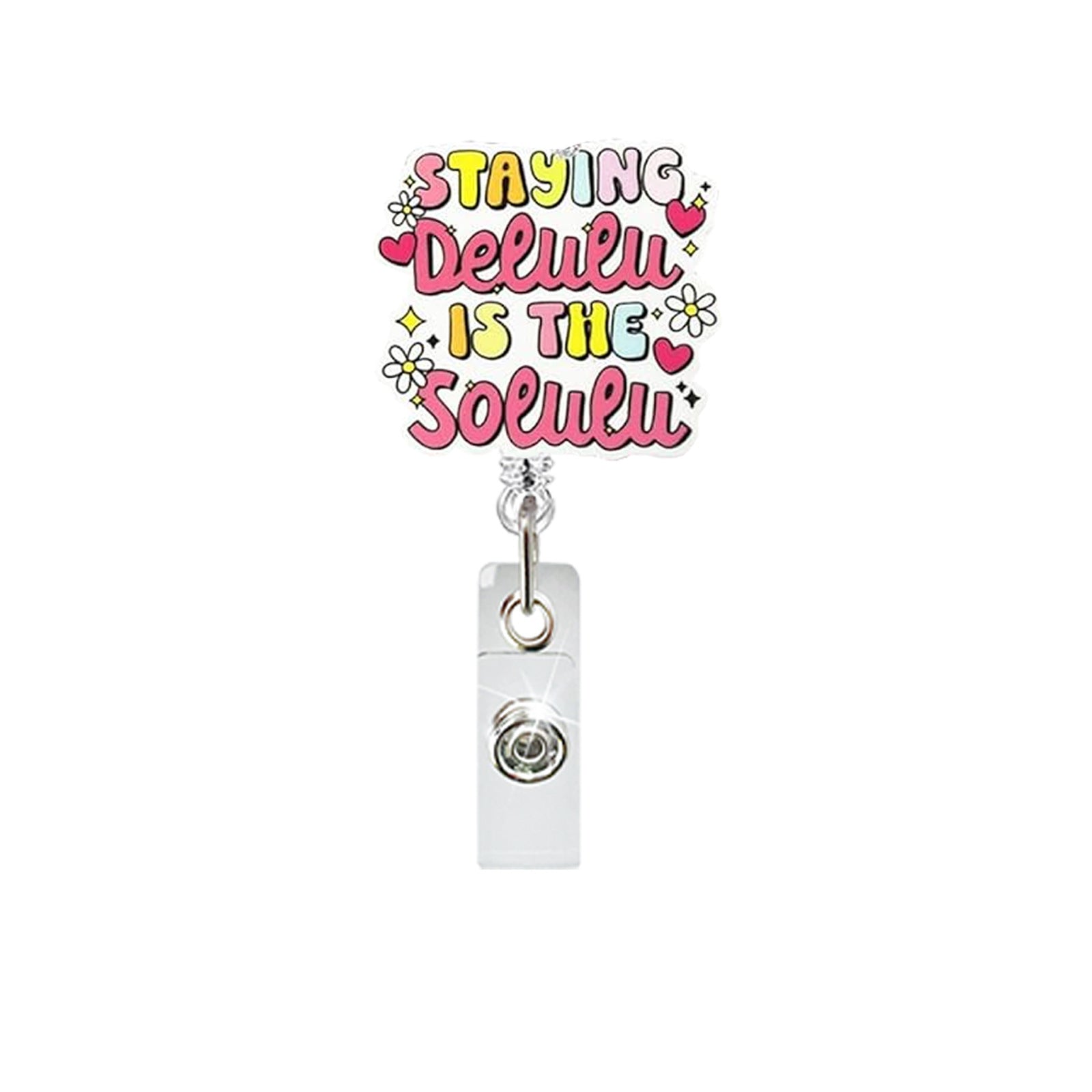 Wholesale Fun Cartoon Acrylic Badge Reel Retractable ID Card Holder Keychain Accessory