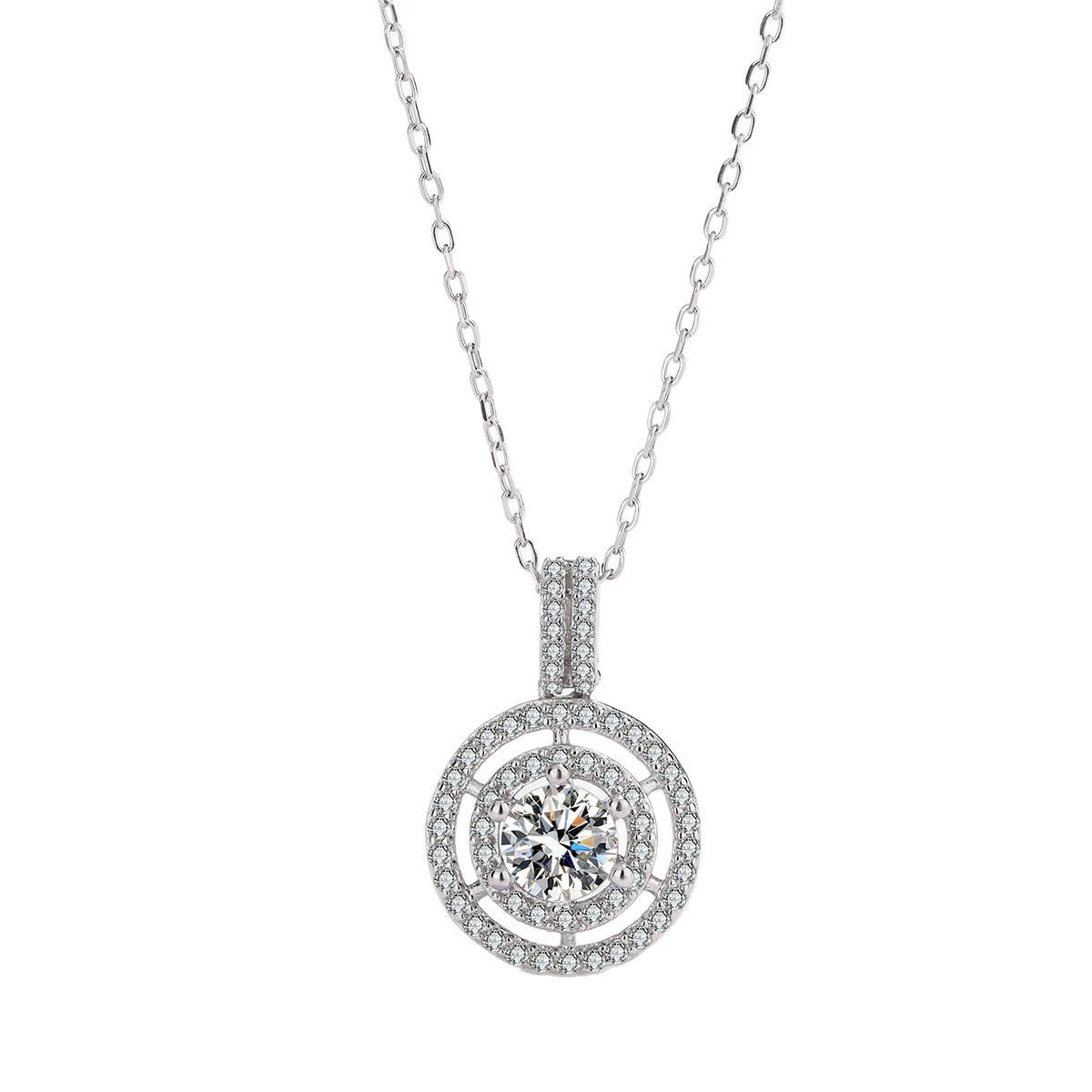 Wholesale  round hollow pendant necklace  S925 sterling silver clavicle chain