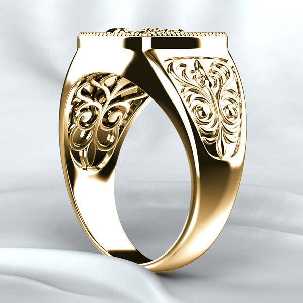 Wholesale Men' s Ring,  Gold Electroplated Alloy Fashion Accessory,  Trendy Gift for Resale