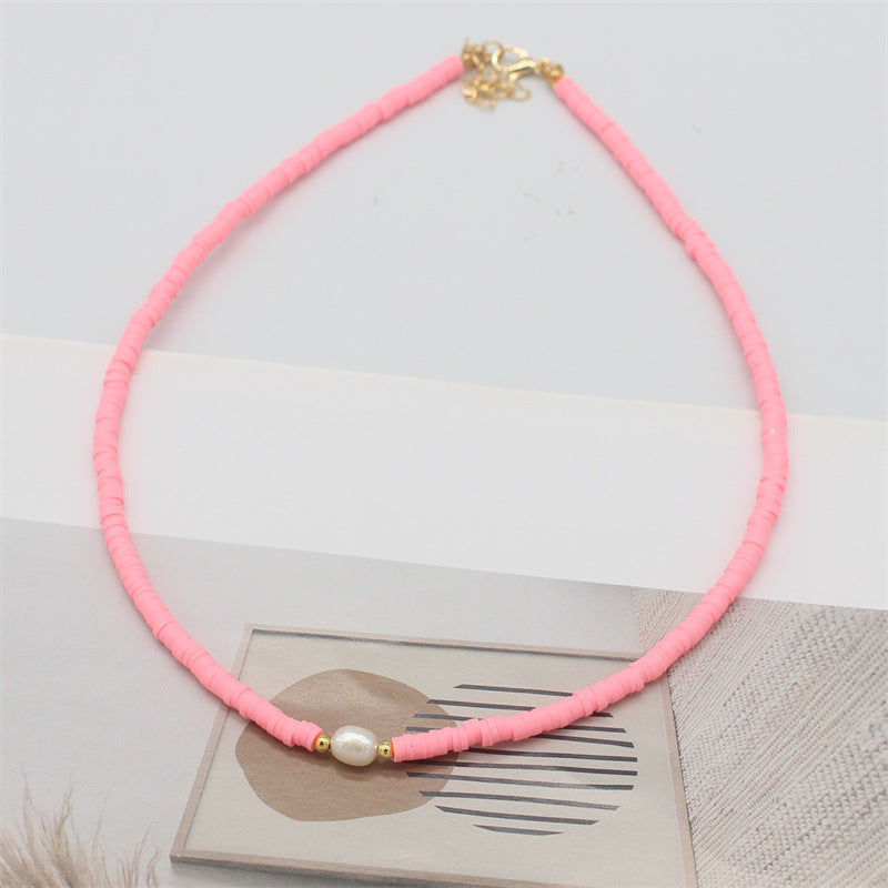 Wholesale  color soft pottery necklace