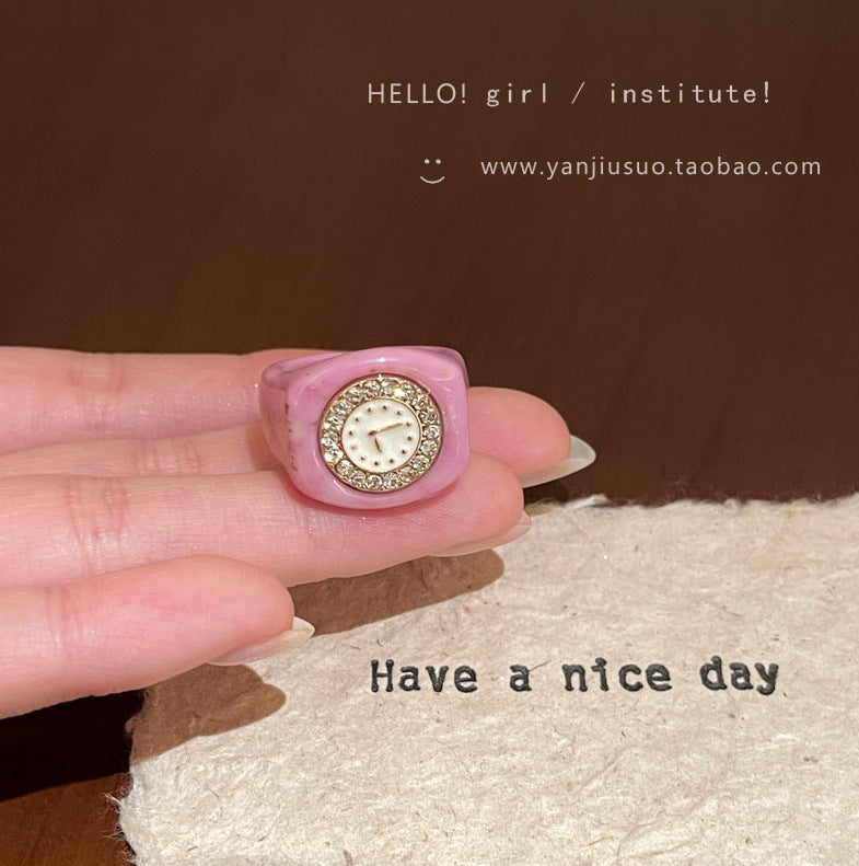 Wholesale Stylish Women' s Love Heart Animal Design Pink Ring Boutique Resale