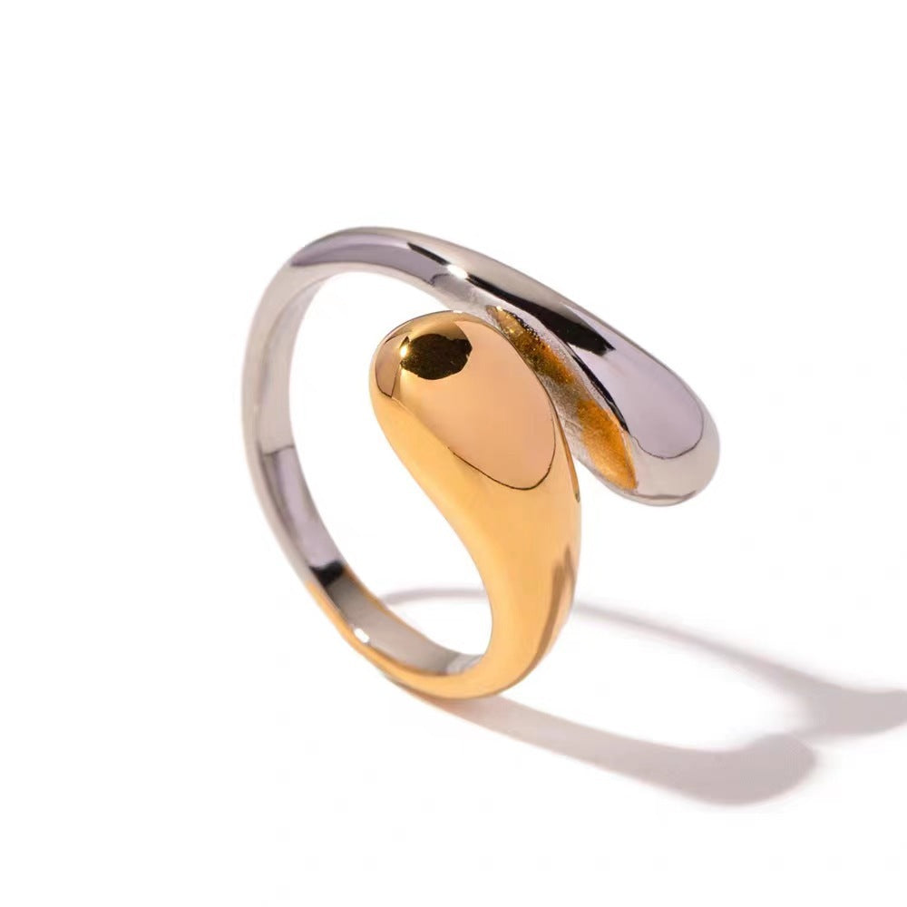 Wholesale 18K Gold Plated Water Drop Opening Adjustable Ring