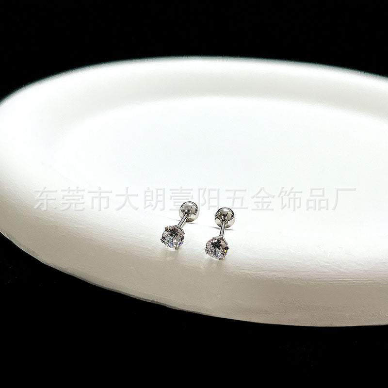 Wholesale Titanium Steel Stylish Heart  Star Screw-Back Cartilage Stud