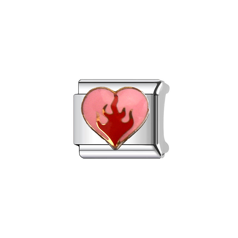 Wholesale Italian Charm Bracelet 9mm DIY Splicing Heart  Stainless Steel Composable Bracelet