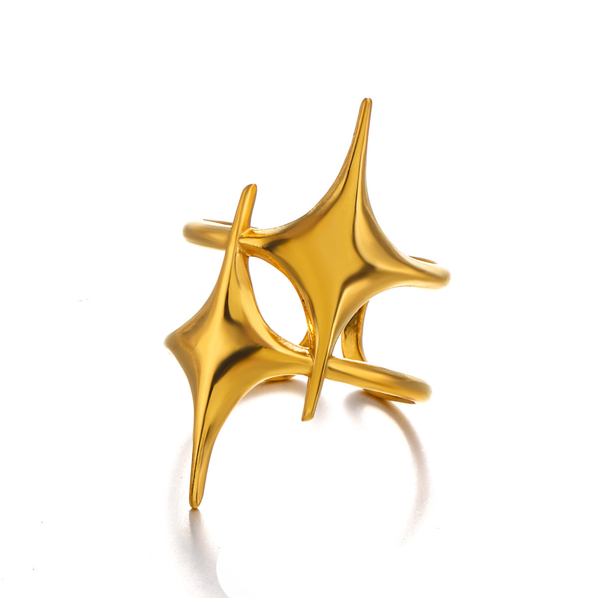 Wholesale Stainless Steel Gold Plated Star Design Ring Fashion Accessory for Women
