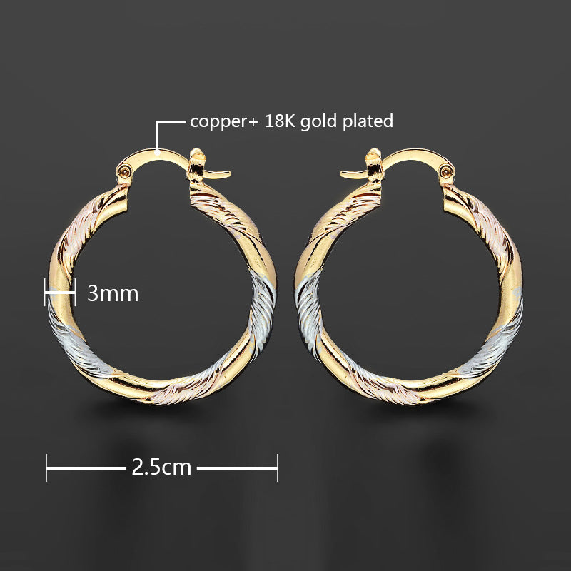 Wholesale All-match Round Colorful Earrings 18K Gold Earrings ACC-ES-MoCai003