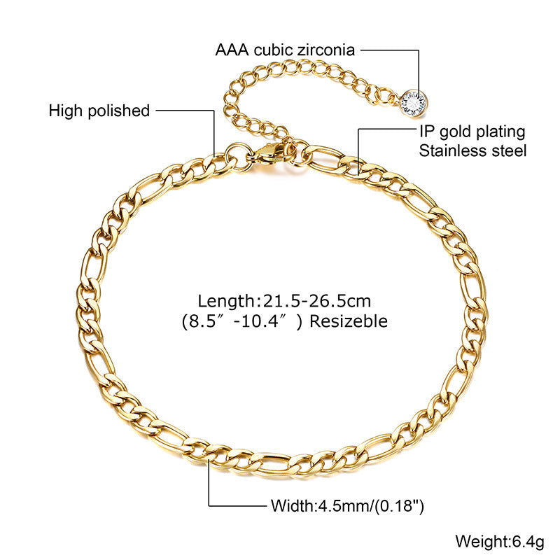 Wholesale Stainless Steel Geometric Anklet For Women Beach Style Fashion Jewelry Accessory