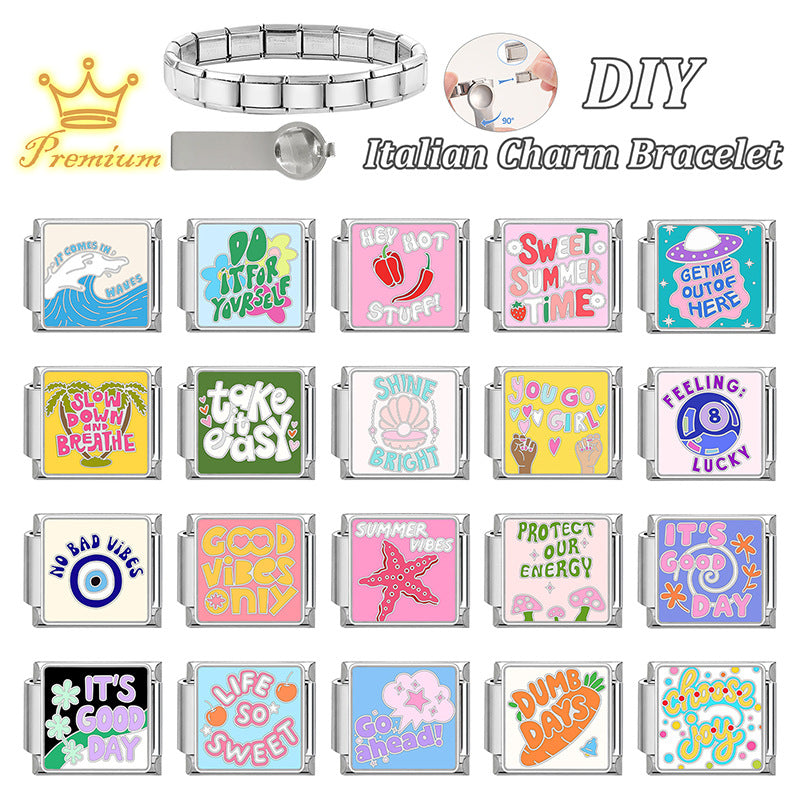 Wholesale 9mm Italian Charm Starter Bracelets DIY Lettere' mo' y Stainless Steel Composable Bracelet