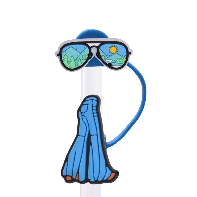 Wholesale Random 100pcs Cowboy Girl Series PVC Soft Straw Tube Cap