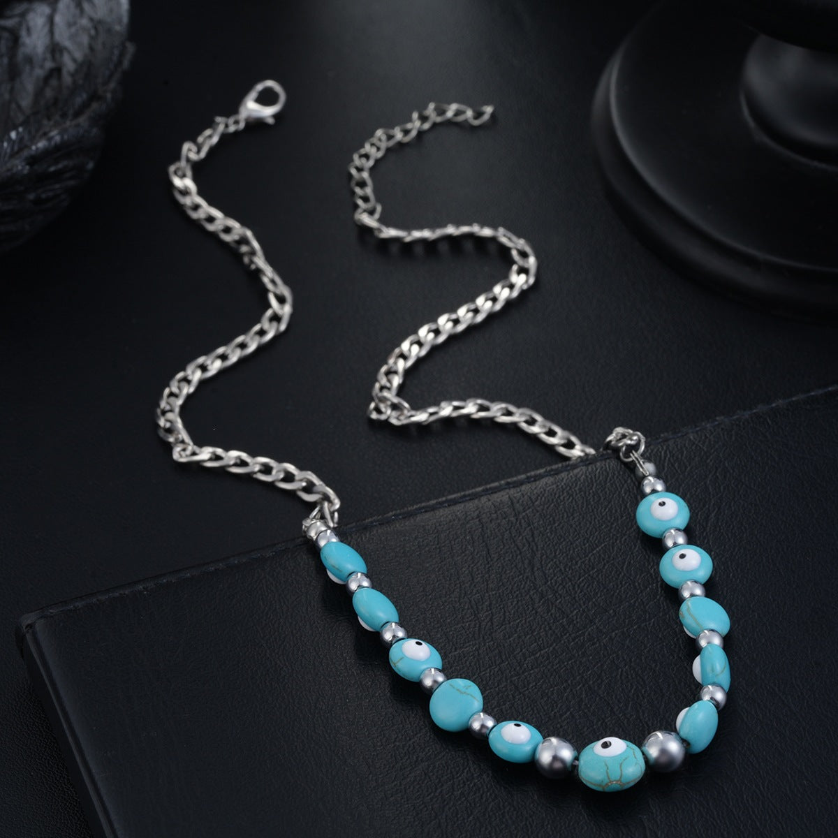 Wholesale Hip Hop Devil Eye Necklace Stainless Steel Cuban Chain Unisex Jewelry Accessory