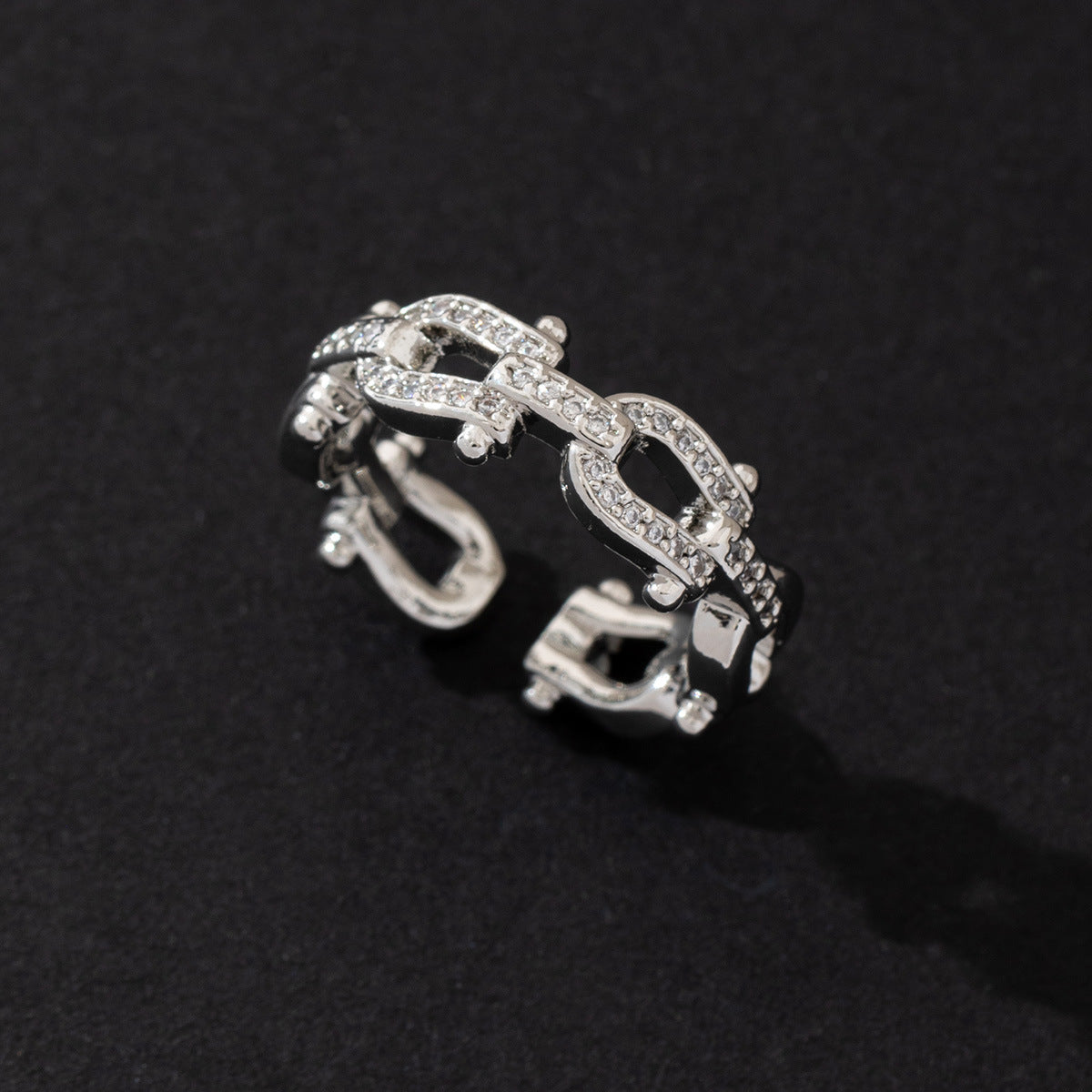 Wholesale European American Style Horseshoe Buckle Zircon Open Ring Gold Plated Copper Fashion Jewelry Accessory Gift Boutique Resale