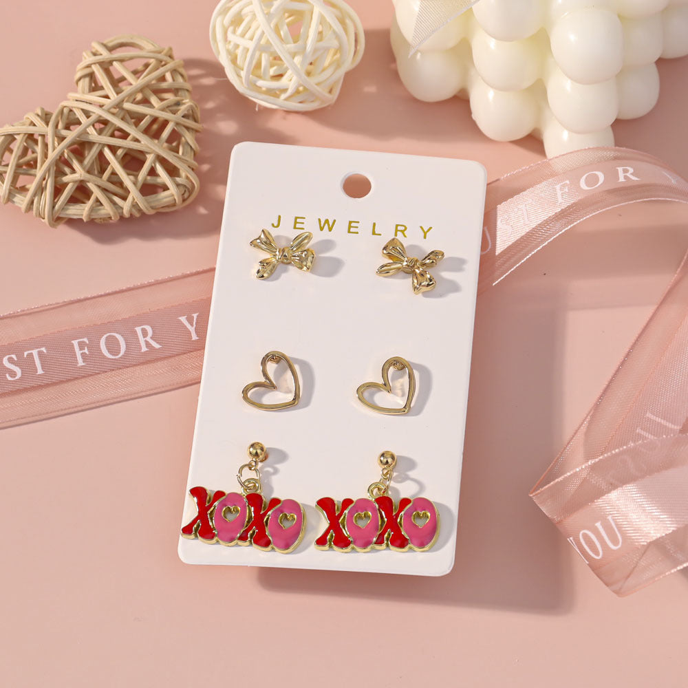 Wholesale Valentine' s Day Oil Drop Rose Red Lip Earring