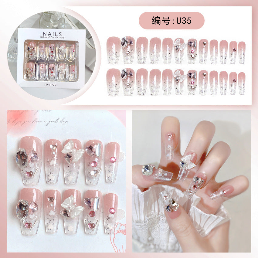 Wholesale 24 Pieces/box Large Diamond Nail Patches Press-on Nails Kits Nail Stickers ACC-NS-DiNa004