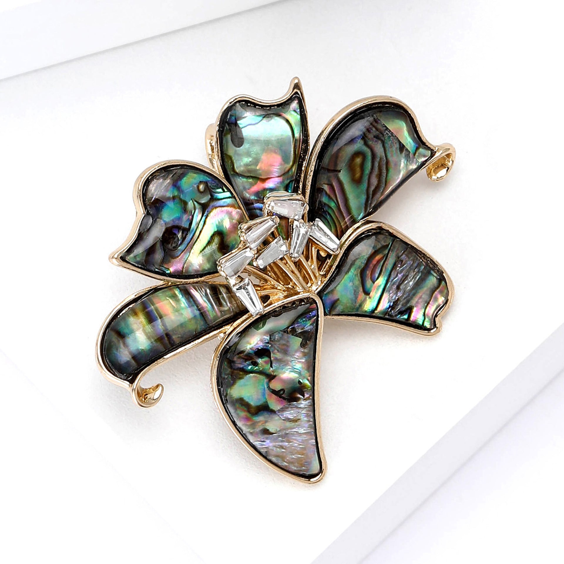 Wholesale Modern Lily Flower Abalone Shell Brooch Chic Women S Fashion Accessory Everyday Gift Boutique Resale