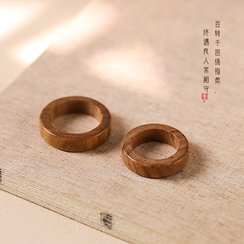 Wholesale Green Sandalwood Flat Plain Ring