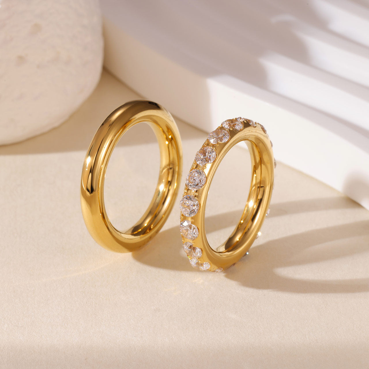 Wholesale Rhinestone Titanium Steel Ring