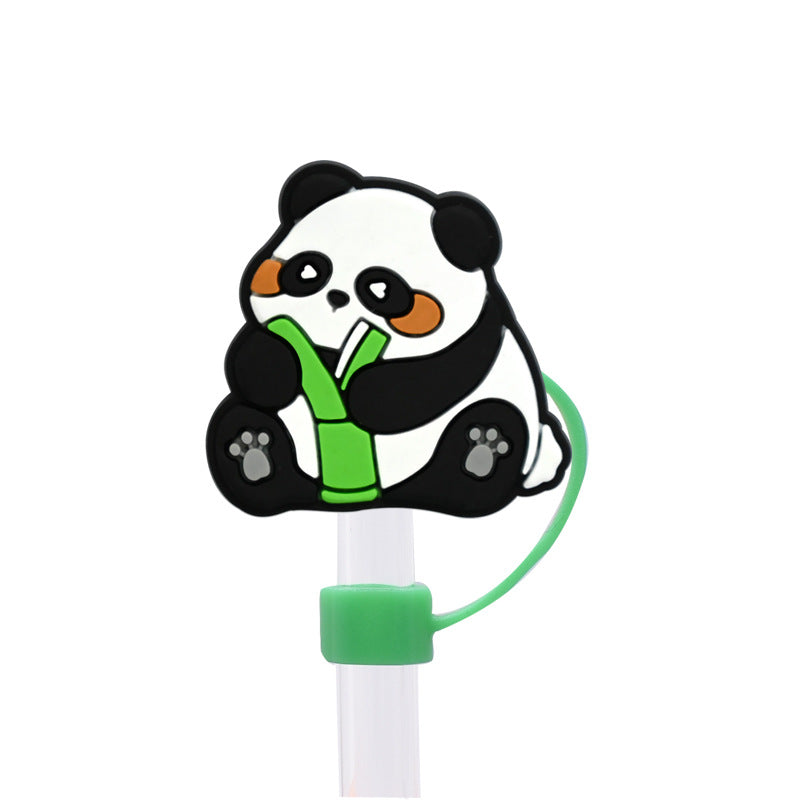 Wholesale Random 100pcs Cute Cartoon Panda Straw Cover 10MM Straw Tube Cap