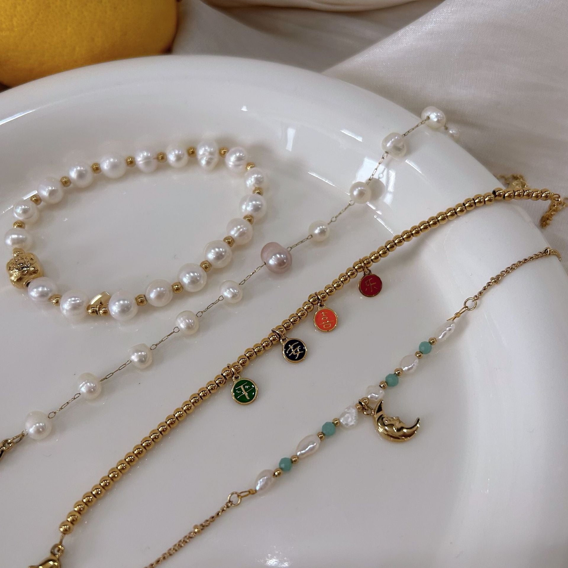 Wholesale stainless steel pearl natural stone bracelet jewelry