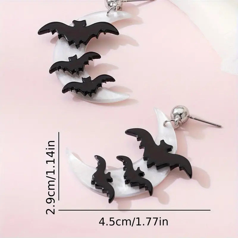 Wholesale Halloween Moon Bat  Earrings
