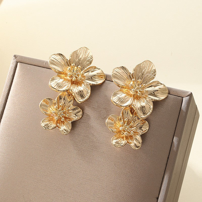 Wholesale Multicolor Double Flower Earrings
